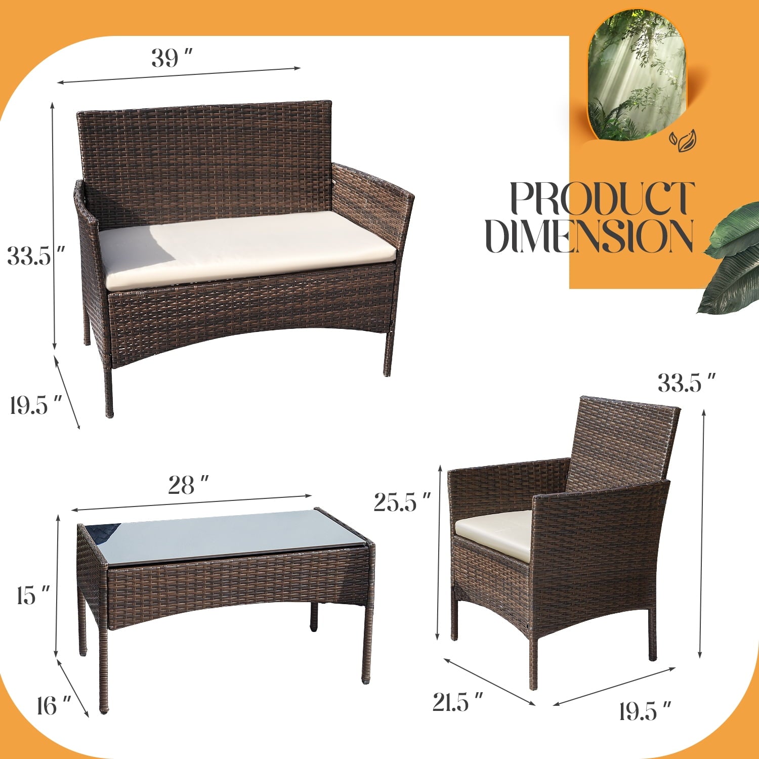 homall-patio-loungem-bel-rattan-set-braun-beige-4-tlg image 3