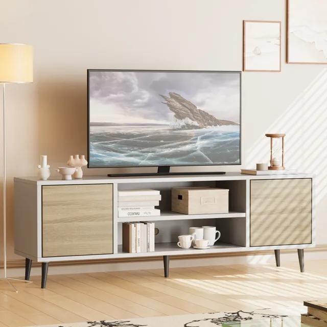 homall-tv-stand-lowboard-165-cm-rustikale-eiche-holz image 1