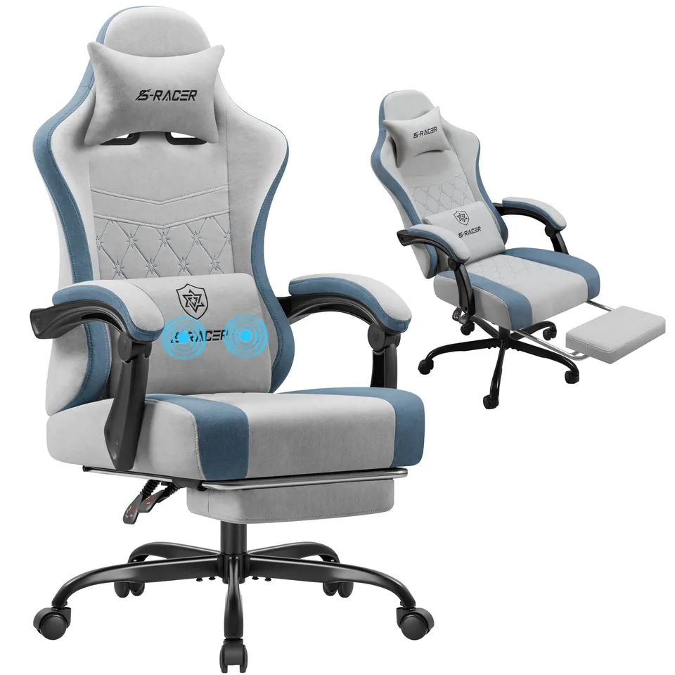 homall-gaming-chair-stoff-gaming-stuhl-grau-mit-massage image 1