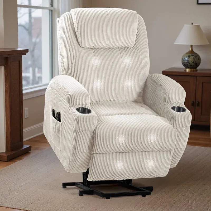 homall-recliner-chair-massagesessel-cord-beige-aufstehhilfe image 1