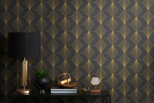a-s-cr-ation-french-affair-361562-vliestapete-schwarz-gold-geometrisch image 8