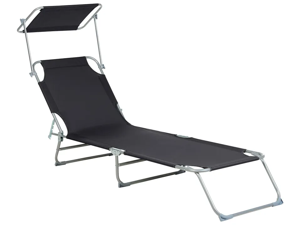 beliani-gartenliege-sonnenliege-stahl-schwarz-verstellbar image 1