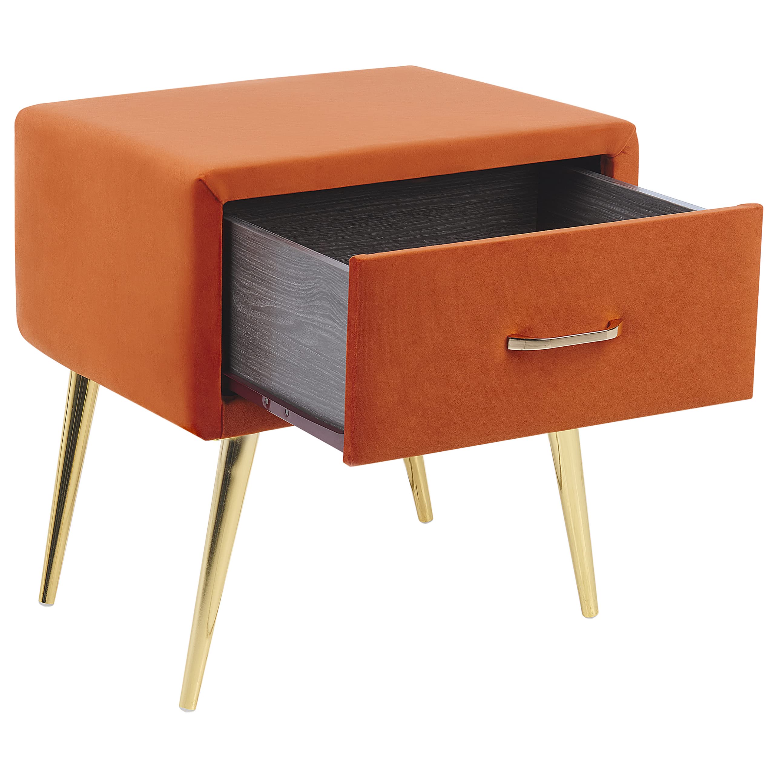 beliani-flayat-nachttisch-samt-orange-mit-schublade-goldgestell image 5