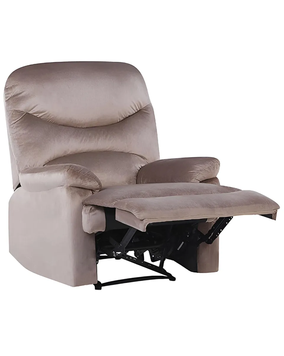 beliani-eslov-retro-sessel-samtstoff-taupe-verstellbar image 1