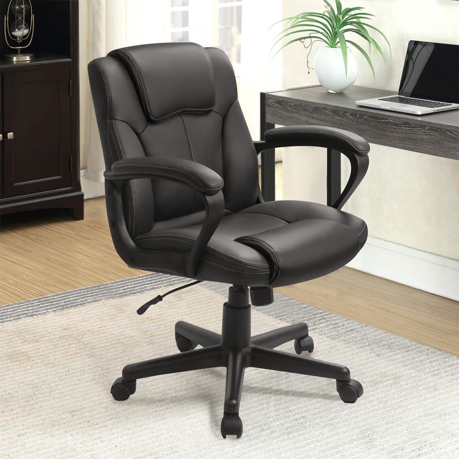 homall-office-chefsessel-b-rostuhl-braun-kunstleder-mittelhoch image 7