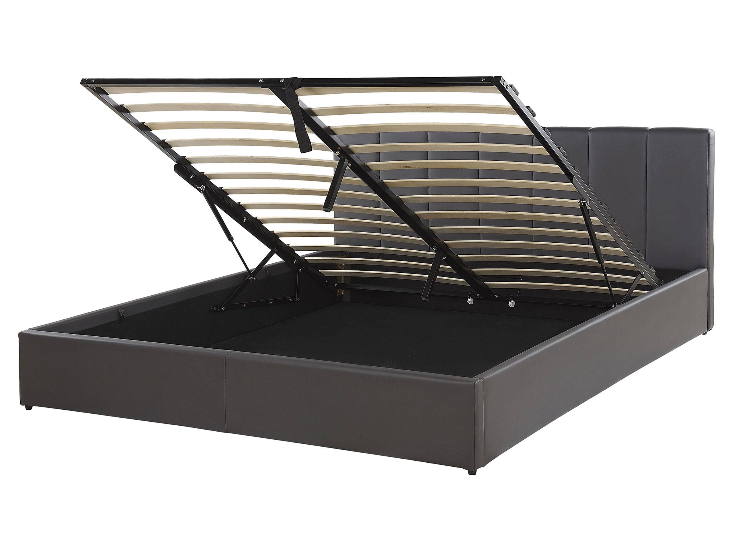 beliani-dreux-kunstlederbett-160x200-cm-grau-mit-bettkasten image 1