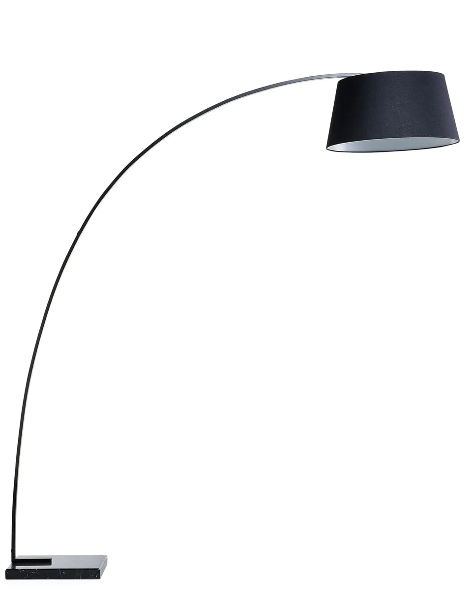 beliani-bogen-stehleuchte-schwarz-metall-marmor-e27-188-cm image 1