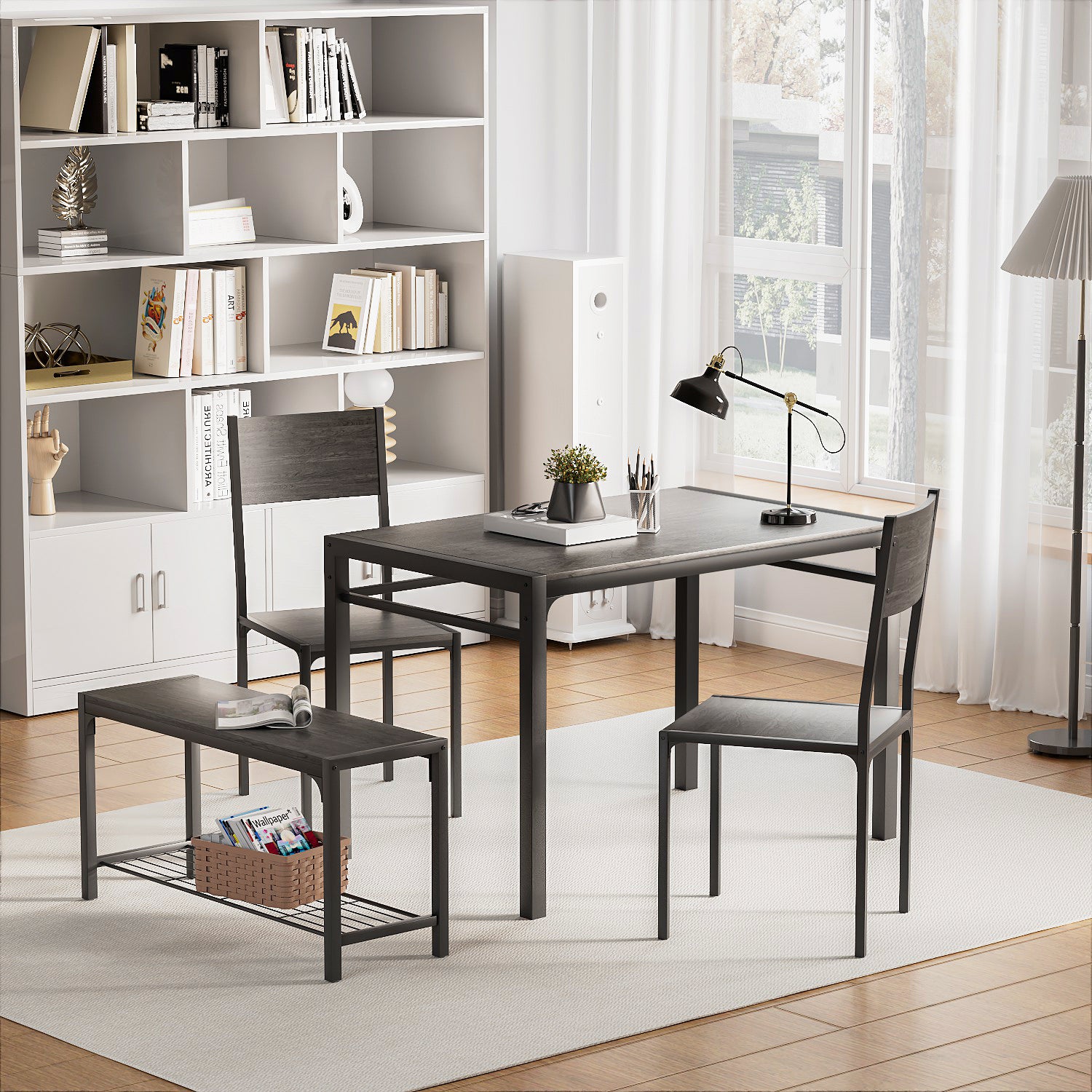 homall-patio-furniture-essgruppe-grau-4-teilig-mit-bank image 2