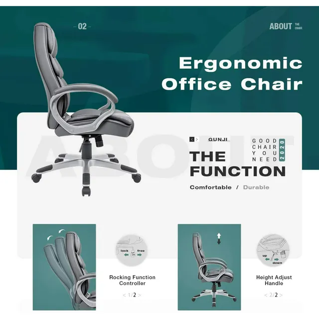 homall-office-leather-chair-b-rostuhl-schwarz-leder image 1