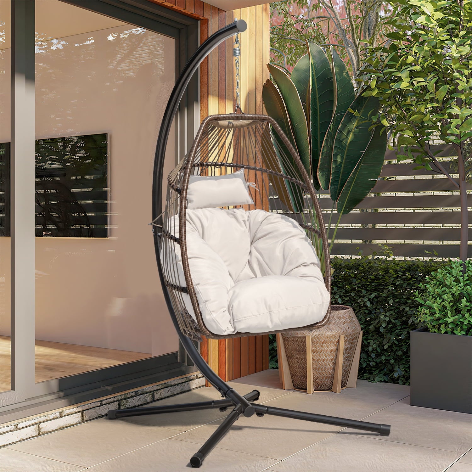 homall-patio-h-ngesessel-grau-mit-gestell-und-kissen image 1