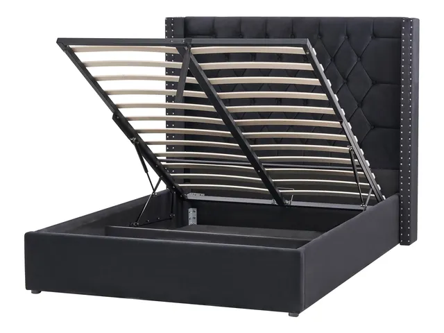 beliani-lubbon-bettkastenbett-140x200-schwarz-samt image 1