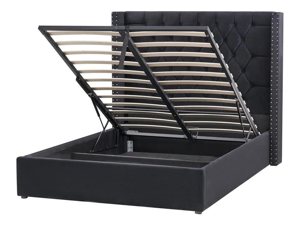 beliani-lubbon-bettkastenbett-140x200-schwarz-samt image 1