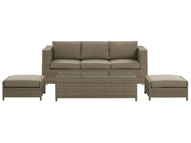beliani-belluno-lounge-rattan-braun-5-personen-mit-glastisch image 1