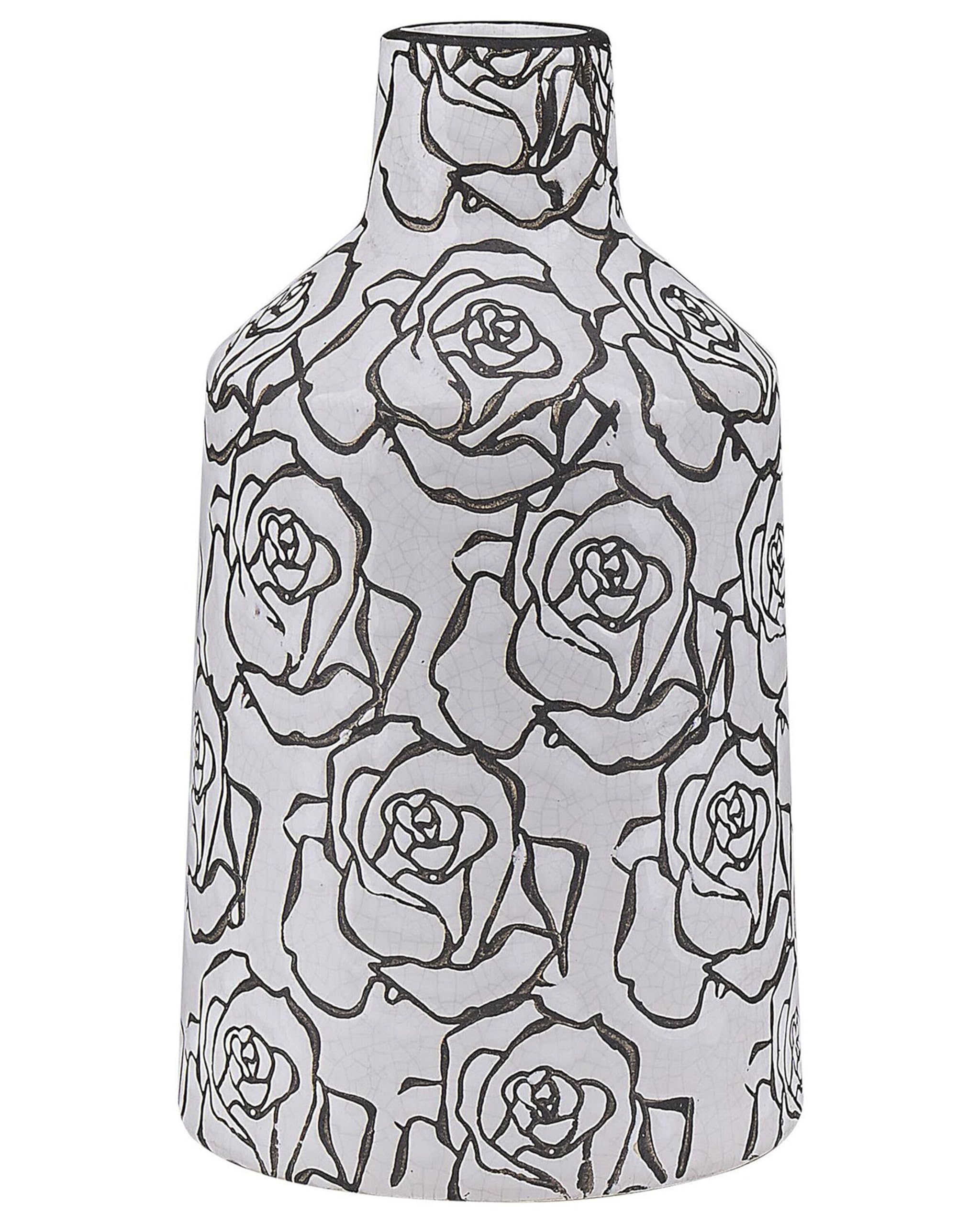 alinda-blumenvase-steinzeug-wei-rosen-retro-deko-vase image 1