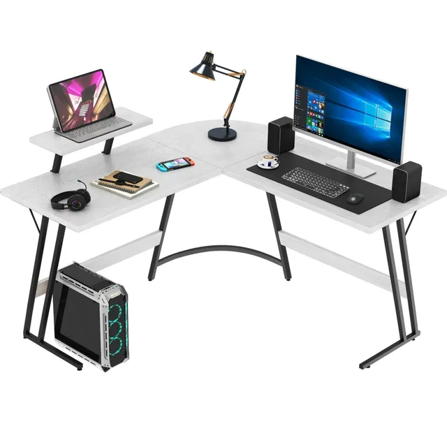 homall-gaming-desk-eckschreibtisch-wei-mit-monitorst-nder image 1