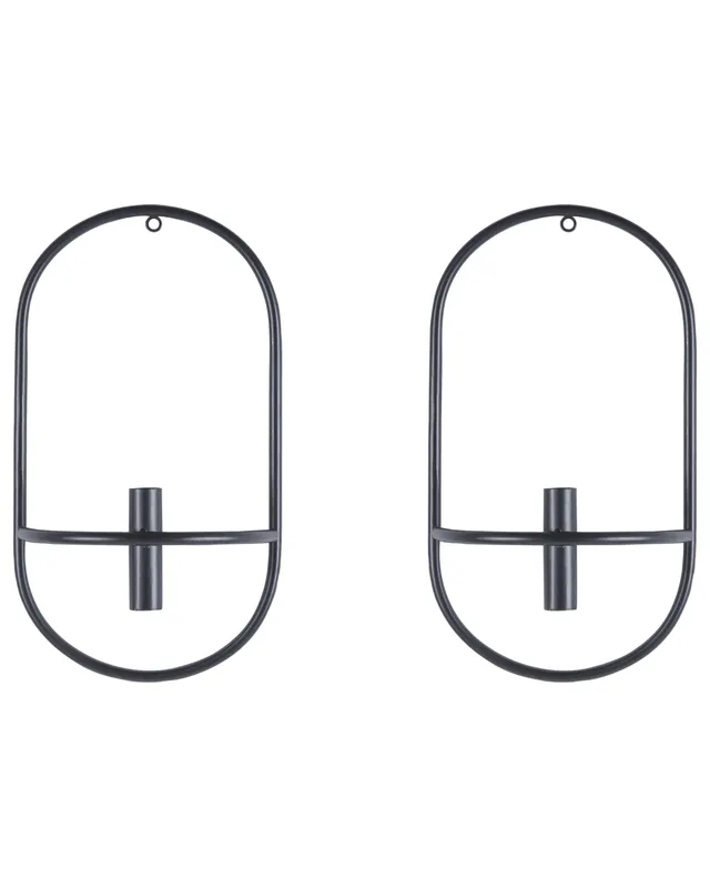 beliani-caviana-wandkerzenhalter-2er-set-schwarz-metall image 1