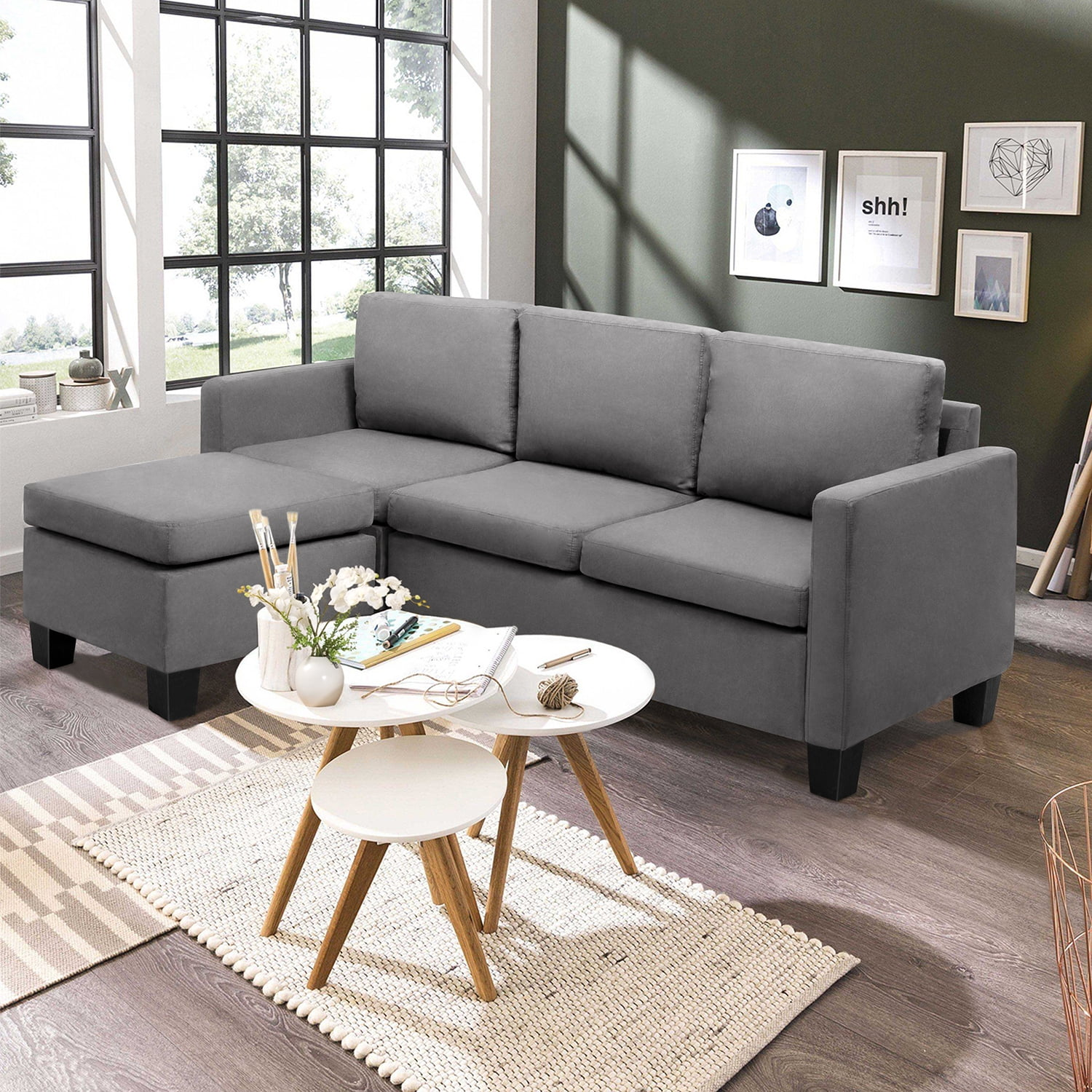 homall-sofa-ecksofa-l-form-hellgrau-wildleder-optik-mit-ottomane image 4