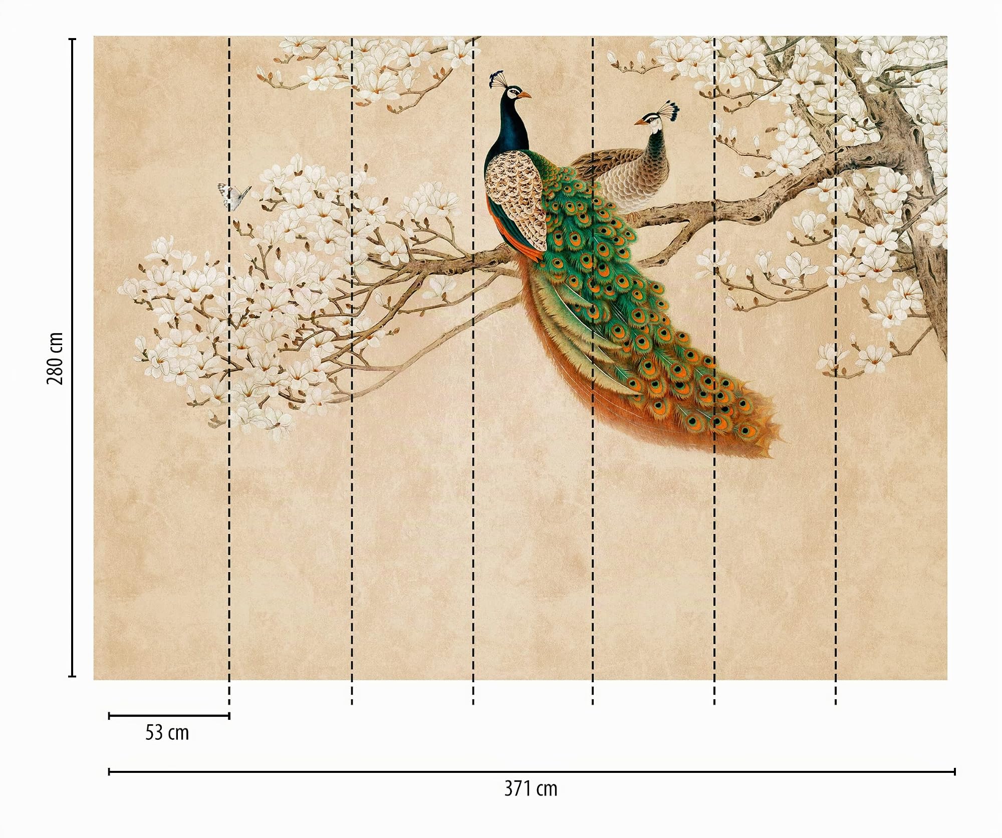 a-s-cr-ation-the-wall-fototapete-pfau-beige-3-71x2-80-m image 5