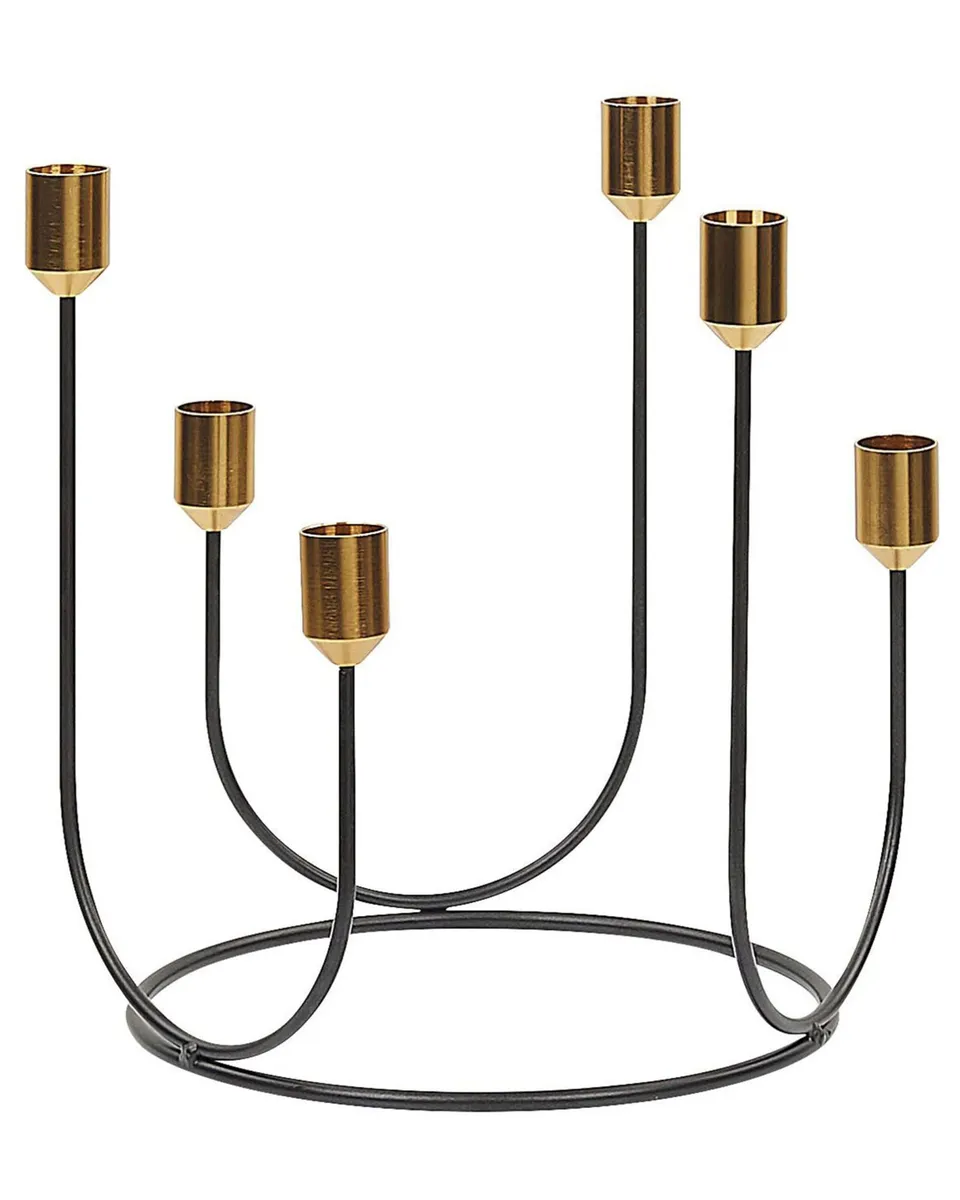 kerzenst-nder-schwarz-gold-metall-6-flammig-26cm image 1