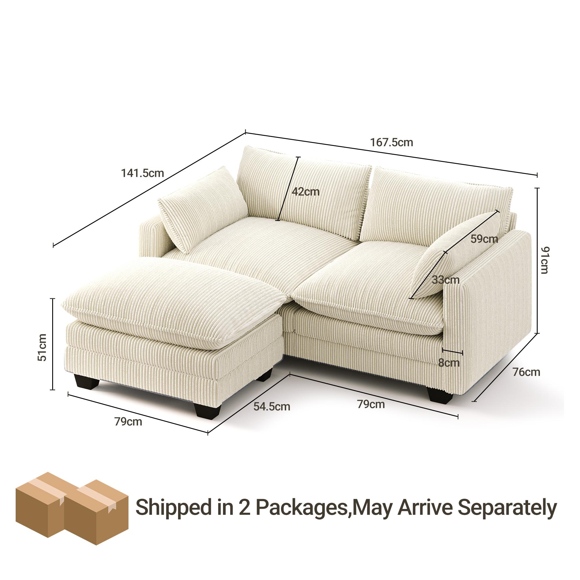 bealife-ar88-sofa-2-sitzer-beige-168cm-cord-mit-ottomane image 6