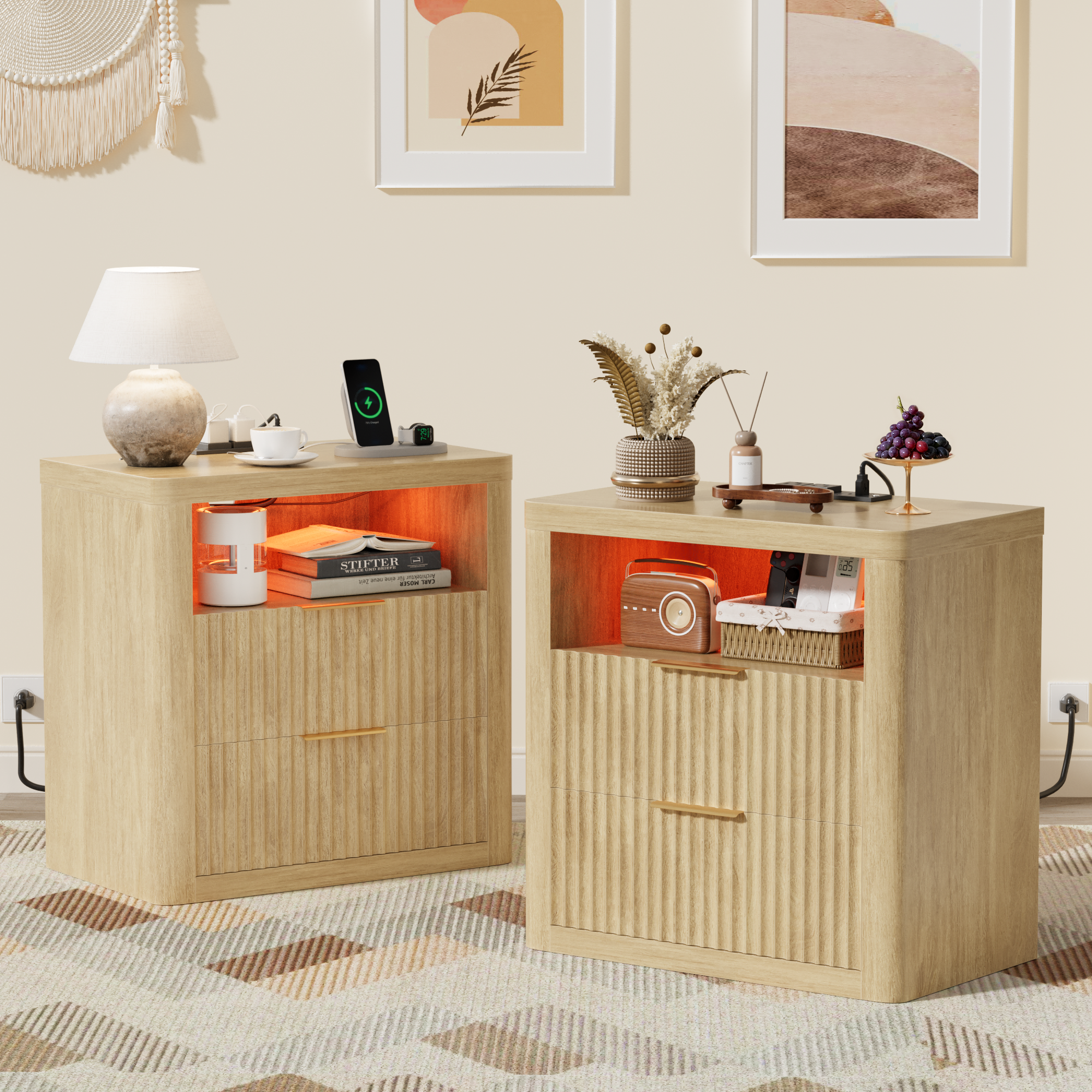 homall-bedroom-nachttisch-wei-mit-ladestation-und-led image 6