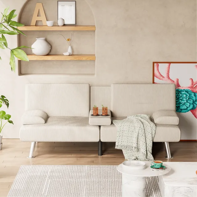 homall-schlafsofa-beige-verstellbar-stauraum-getr-nkehalter image 1