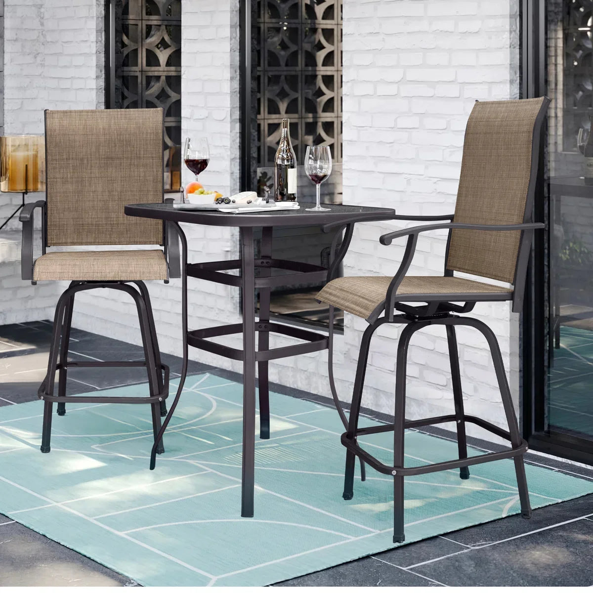 homall-bar-set-3-tlg-beige-glastisch-textilene-balkon image 3