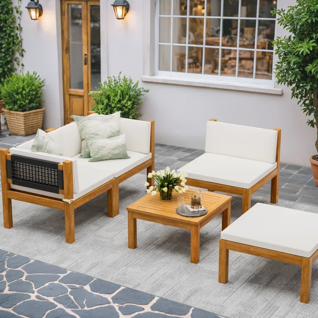 homall-patio-furniture-lounge-set-5-tlg-akazie image 1