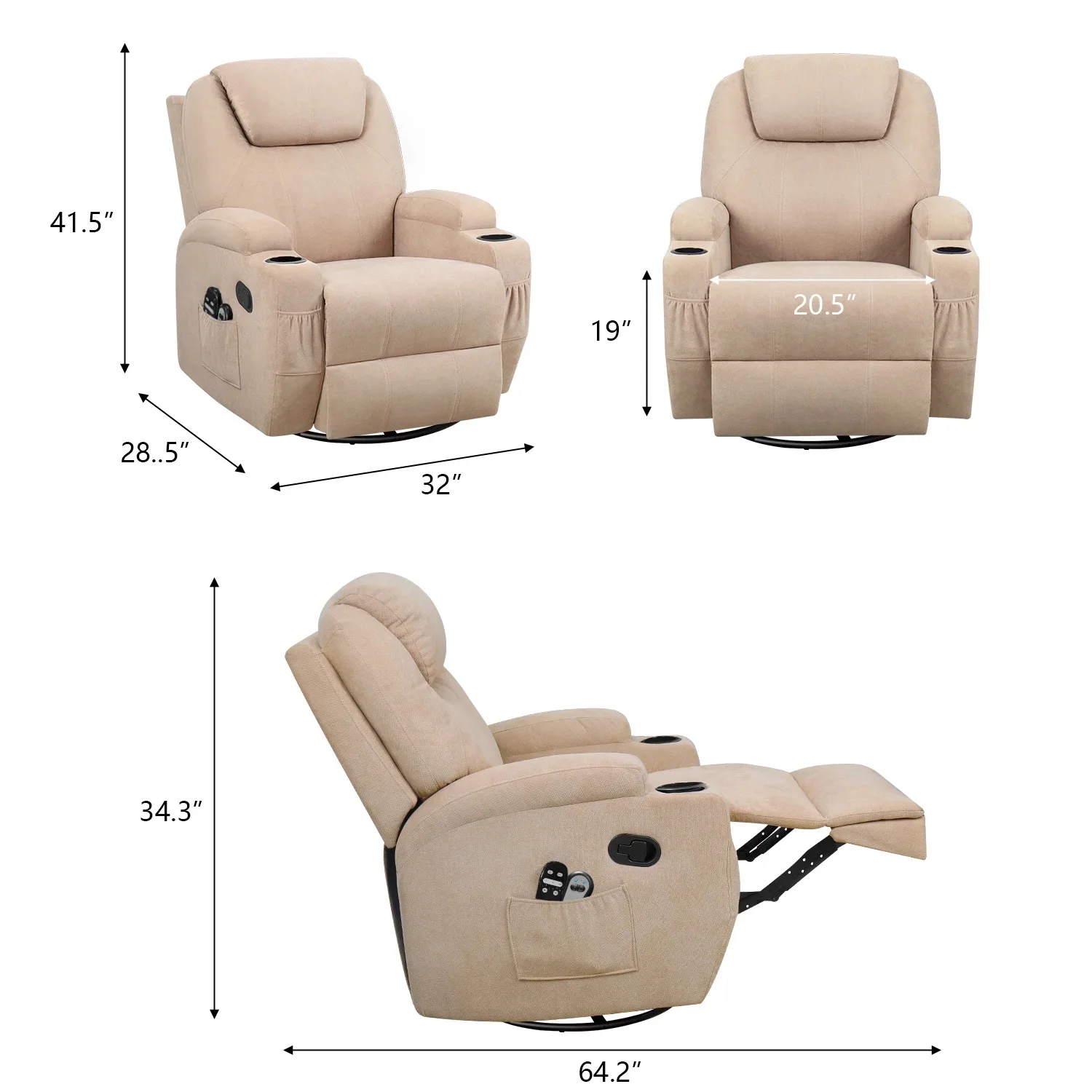 homall-recliner-relaxsessel-beige-stoff-mit-massage image 2