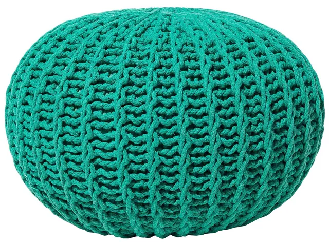 beliani-conrad-ii-pouf-strick-smaragdgr-n-52x35-cm image 1