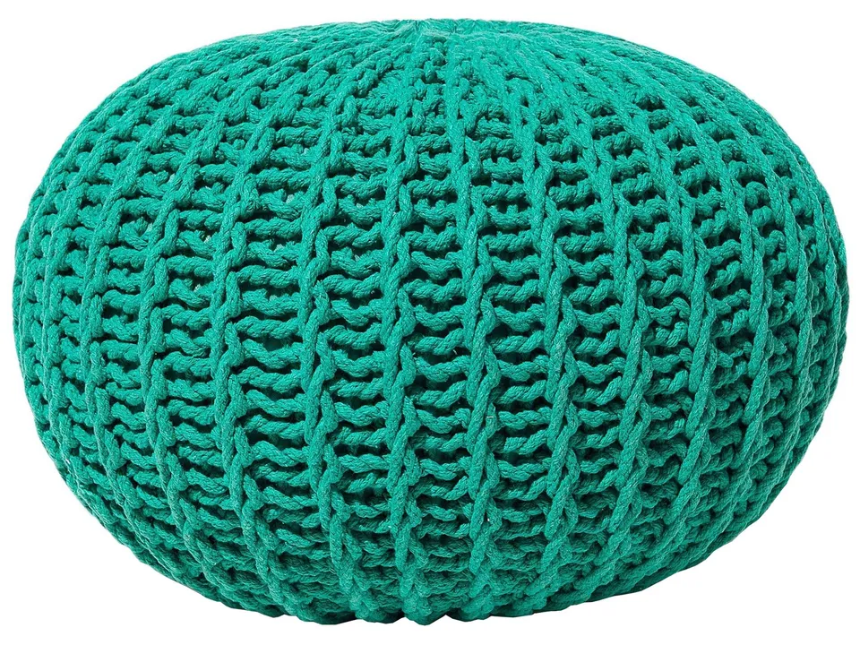 beliani-conrad-ii-pouf-strick-smaragdgr-n-52x35-cm image 1
