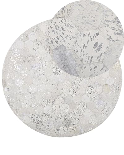 beliani-bozkoy-designer-teppich-leder-rund-140cm-beige-silber image 8