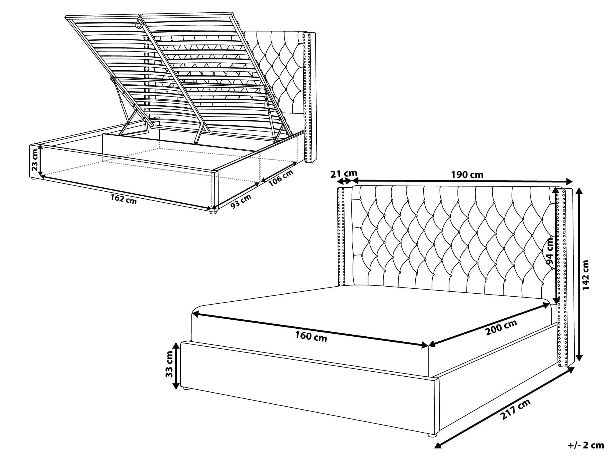 beliani-lubbon-polsterbett-samt-hellgrau-160x200-mit-bettkasten image 3