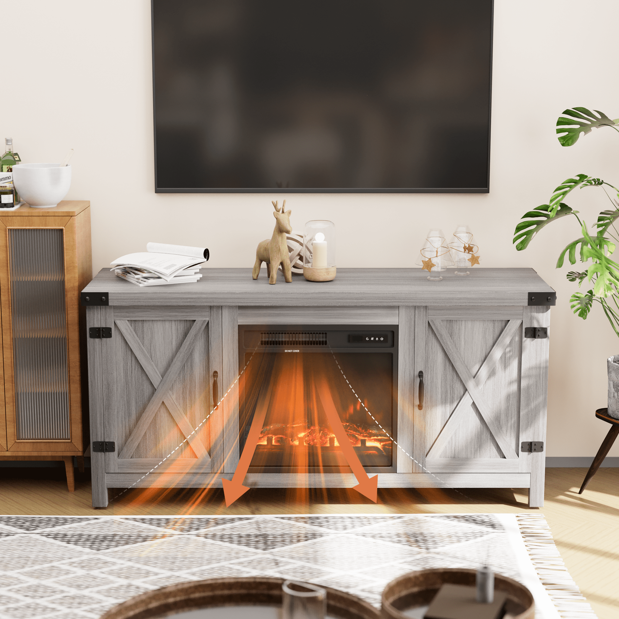 homall-tv-stand-tv-schrank-58-zoll-braun-mit-kamin image 5