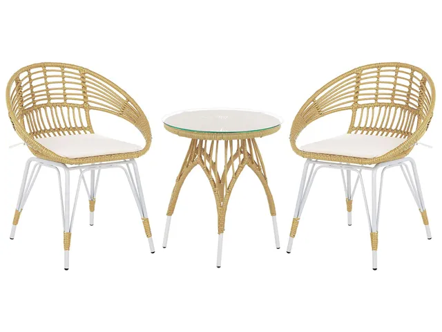 beliani-pellaro-balkonset-rattan-hellbraun-beige-2-sitzer image 1