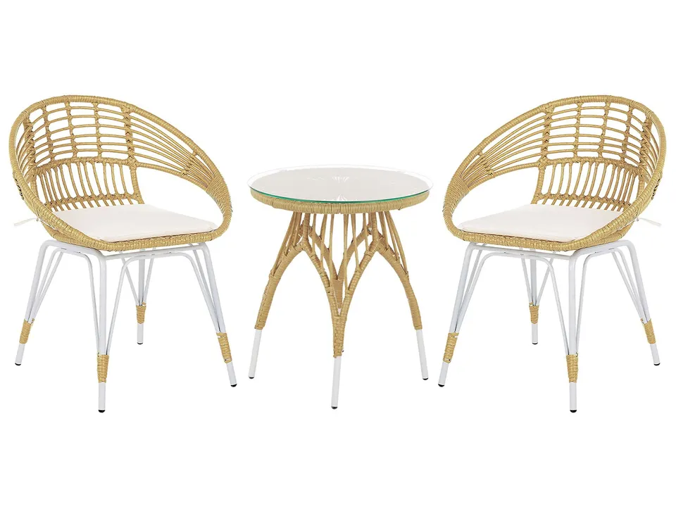 beliani-pellaro-balkonset-rattan-hellbraun-beige-2-sitzer image 1