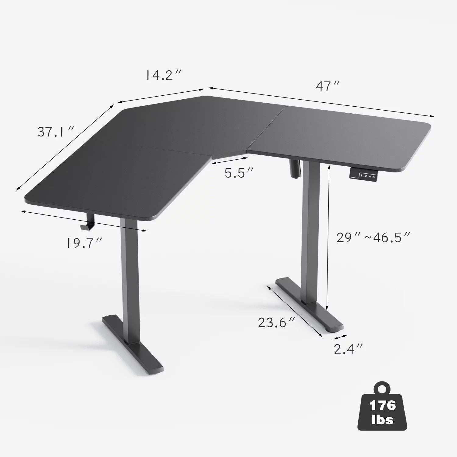 homall-standing-desk-schreibtisch-schwarz-h-henverstellbar-2 image 2