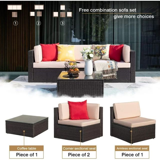 homall-patio-furniture-4-teilige-rattan-lounge-beige image 3