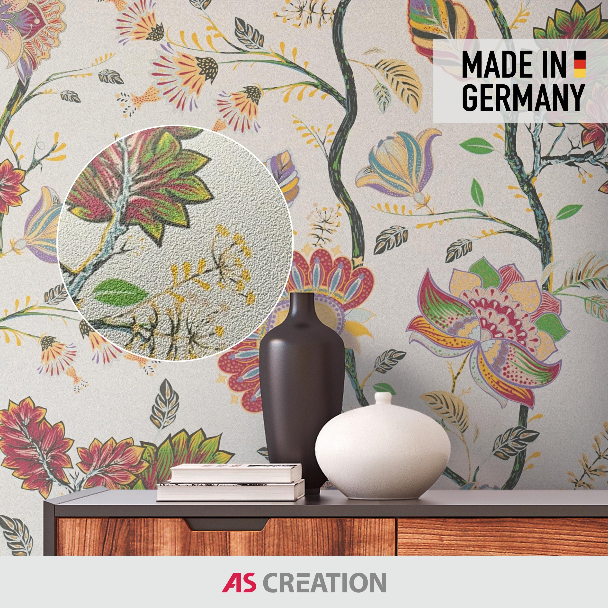 new-walls-florale-vliestapete-bl-ten-rot-gr-n-beige-10m image 2