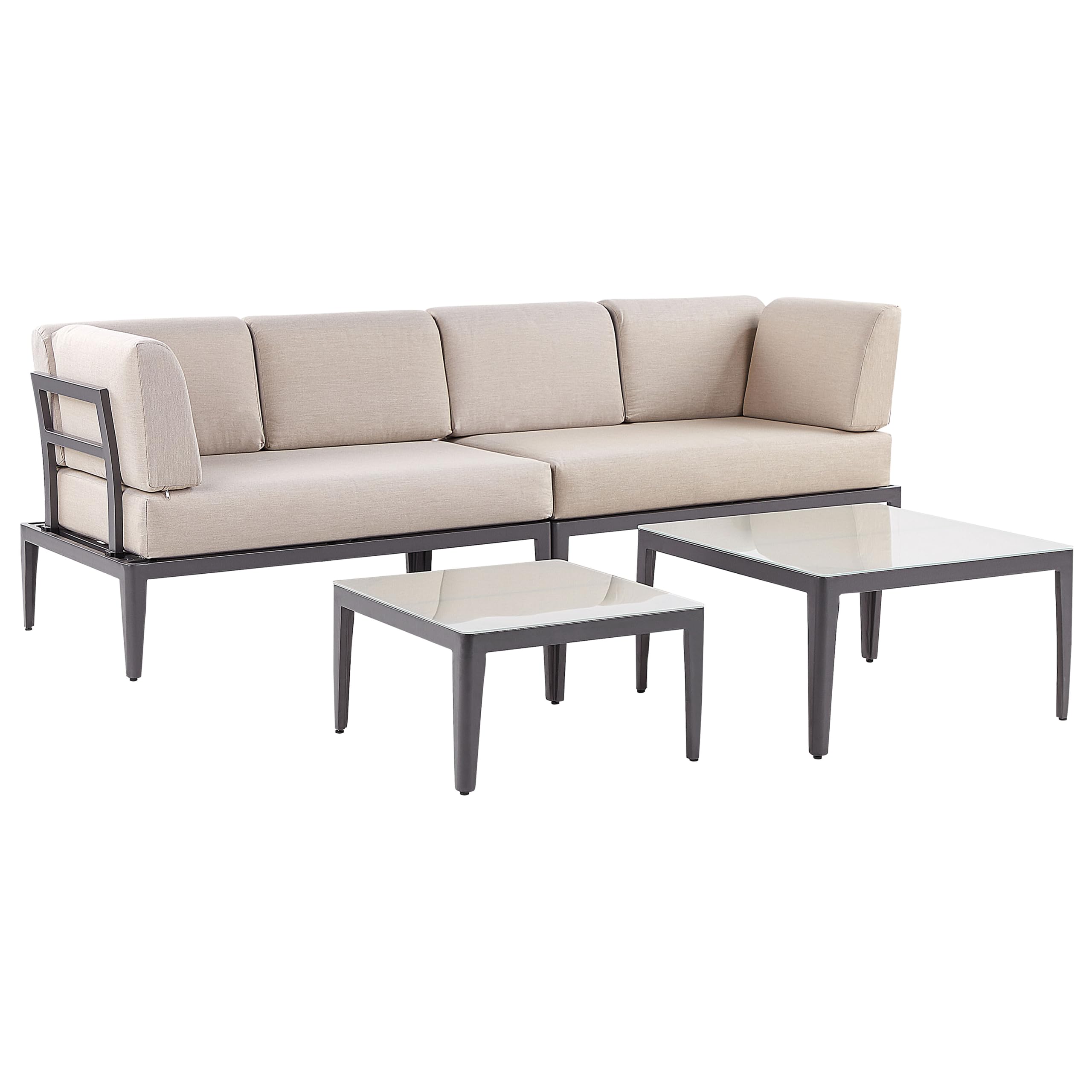 beliani-rima-iii-lounge-set-aluminium-grau-beige-6-personen image 5