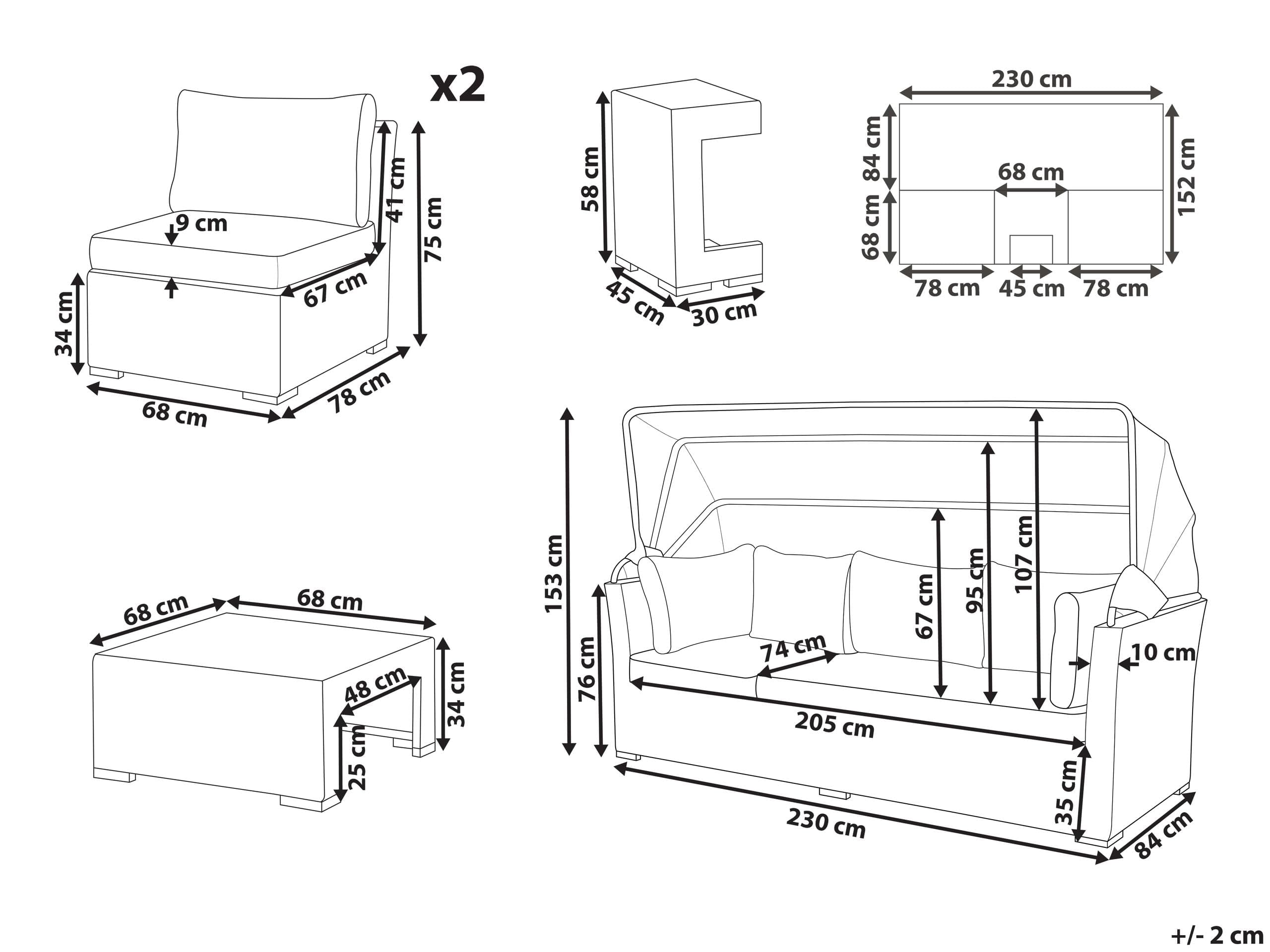 beliani-corte-loungeset-5-teilig-braun-grau-polyrattan-glas image 3