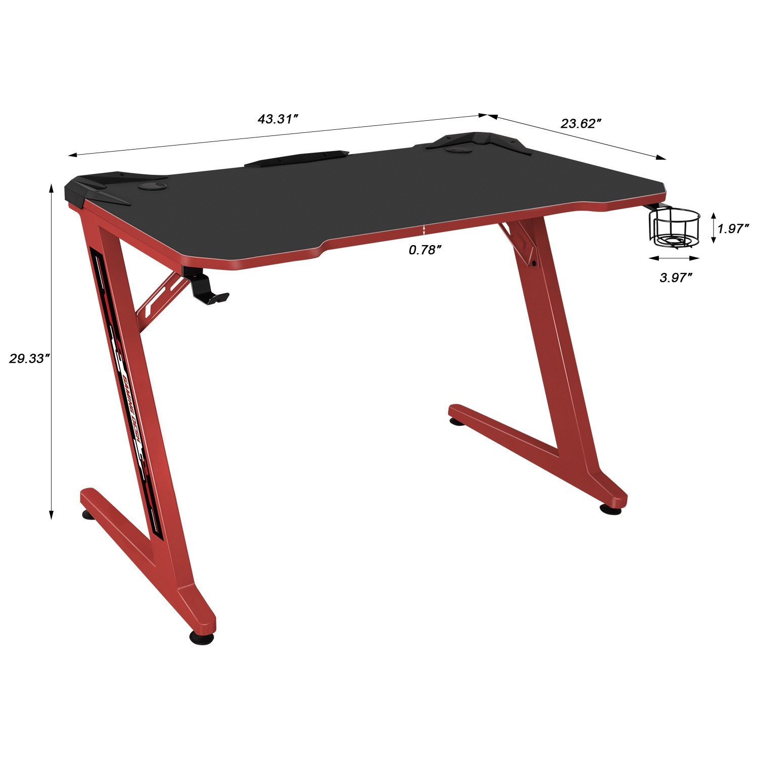homall-gaming-desk-44-zoll-gaming-tisch-rot image 7