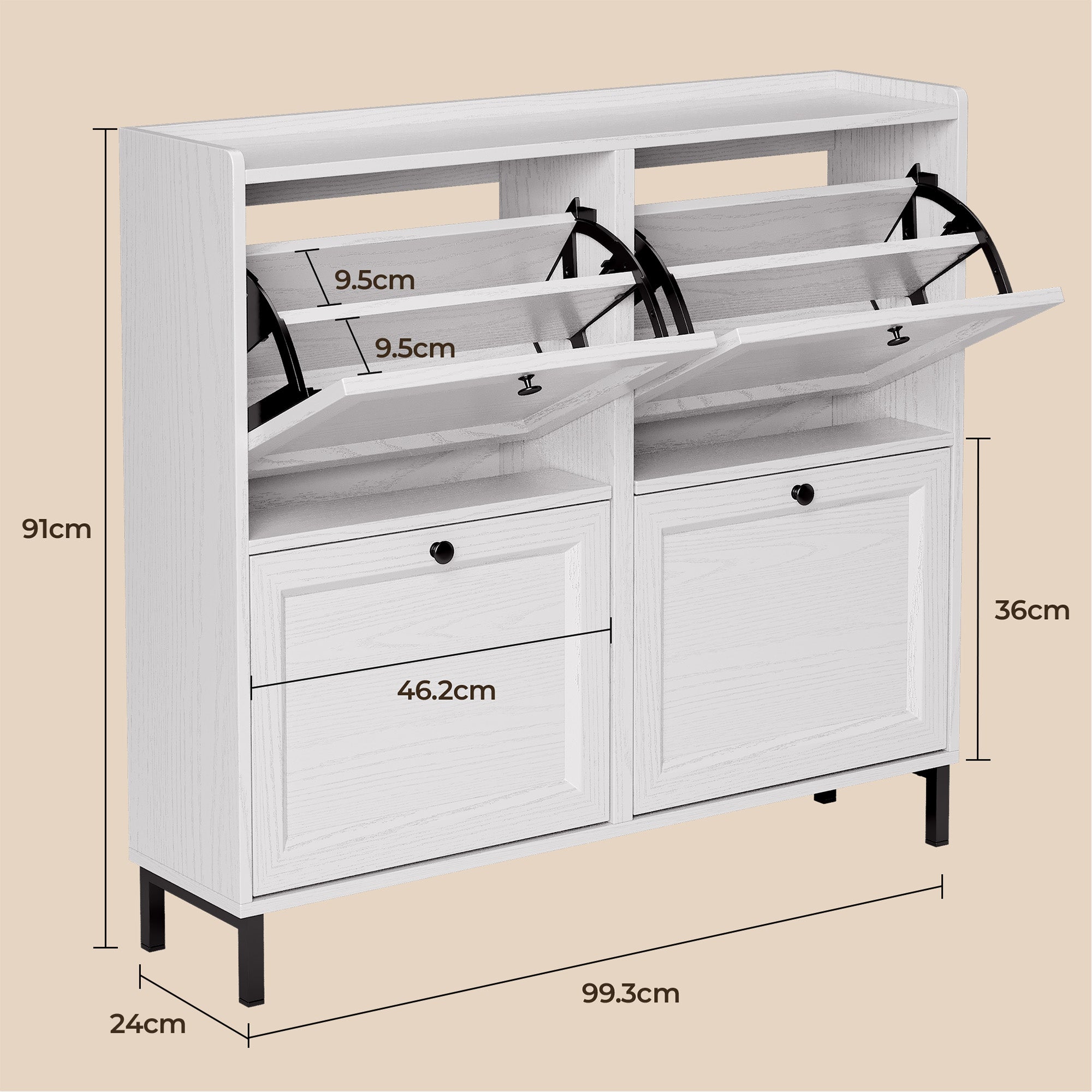 bealife-fs53-schuhschrank-wei-4-klappen-99-cm-schmal image 3