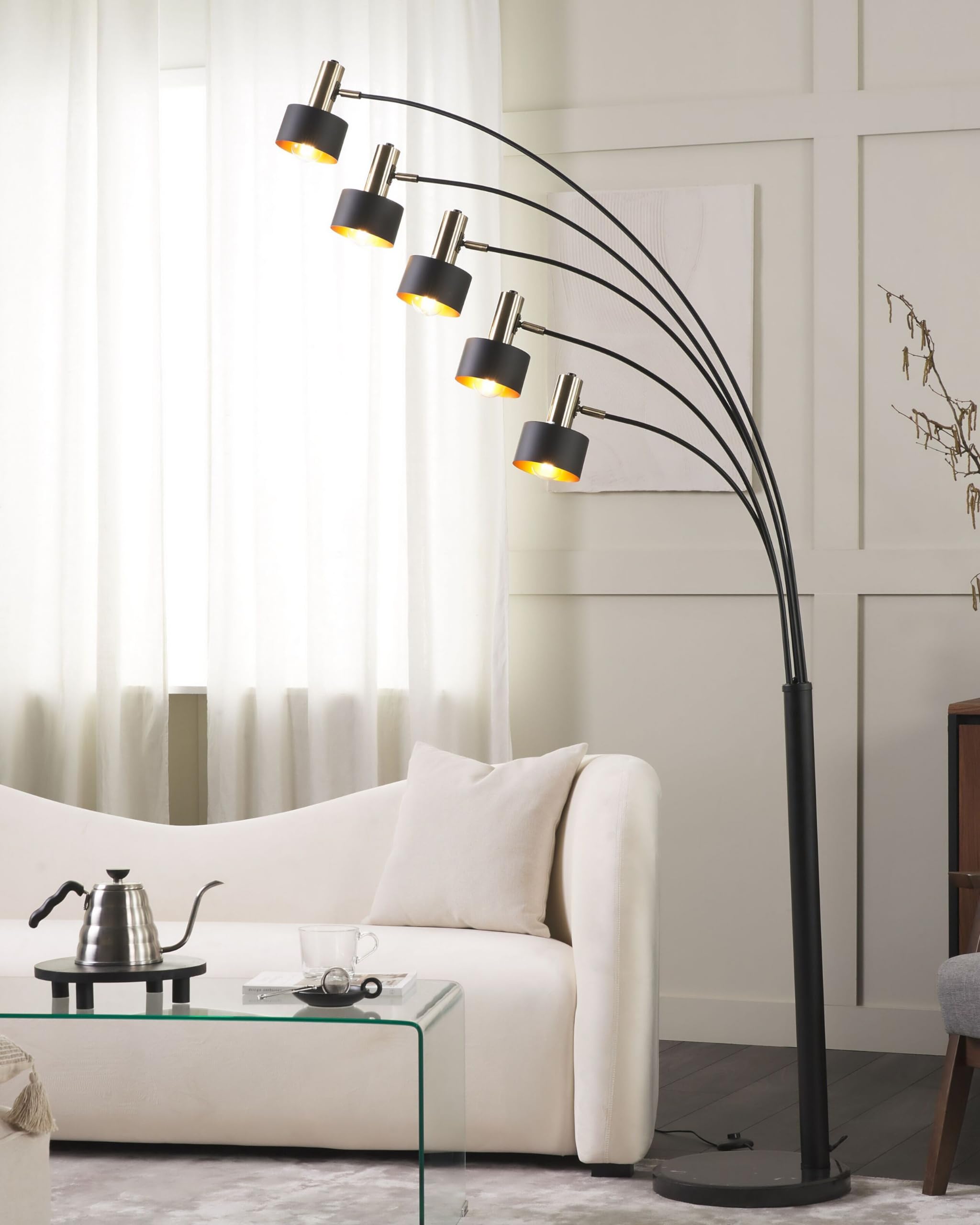 beliani-anbesa-stehlampe-schwarz-gold-5-flammig-210-cm image 2