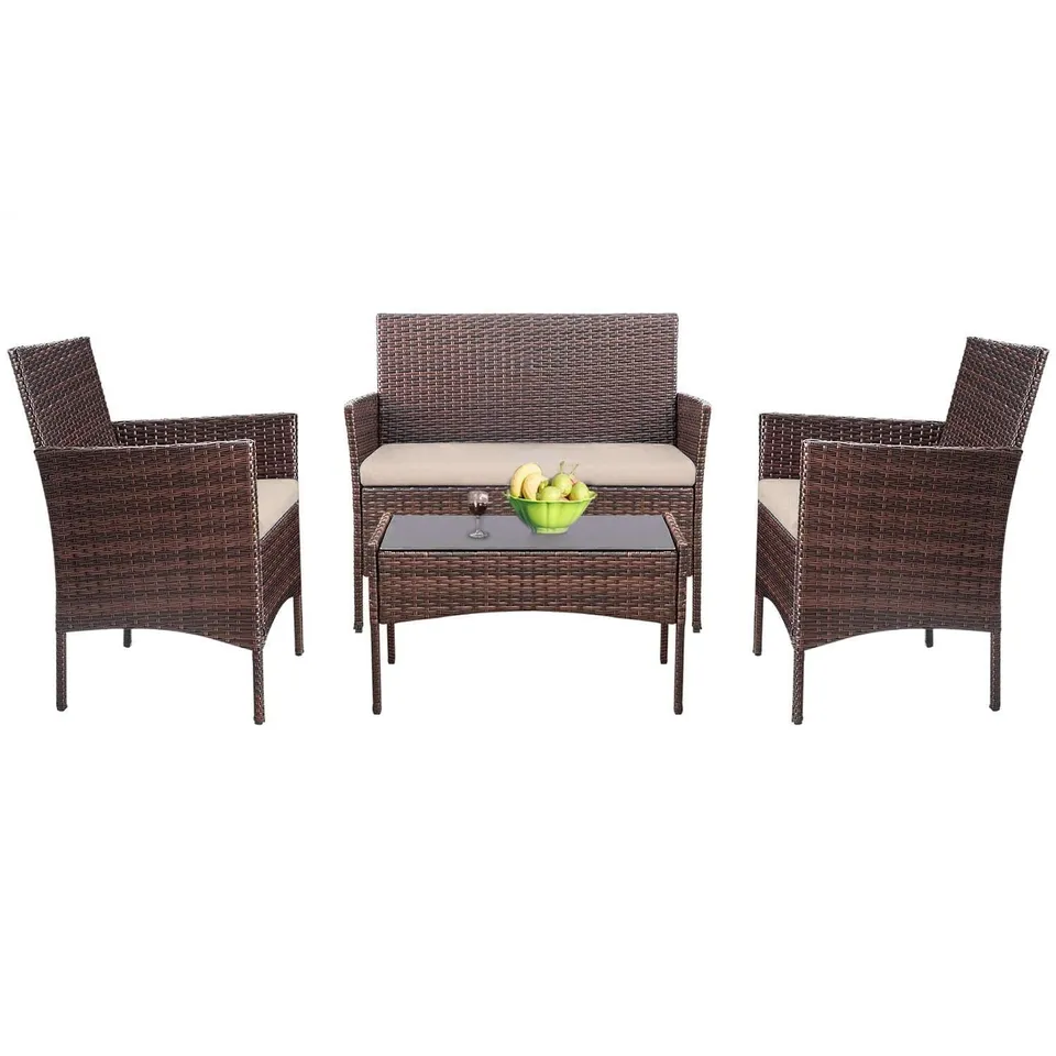homall-patio-rattan-lounge-set-beige-4-teilig-mit-kissen image 1