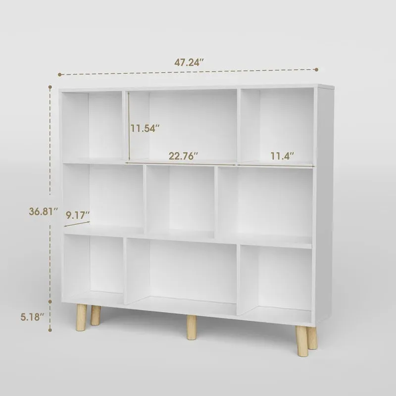 homall-bookcase-w-rfelregal-wei-3-f-cher-mit-beinen image 1