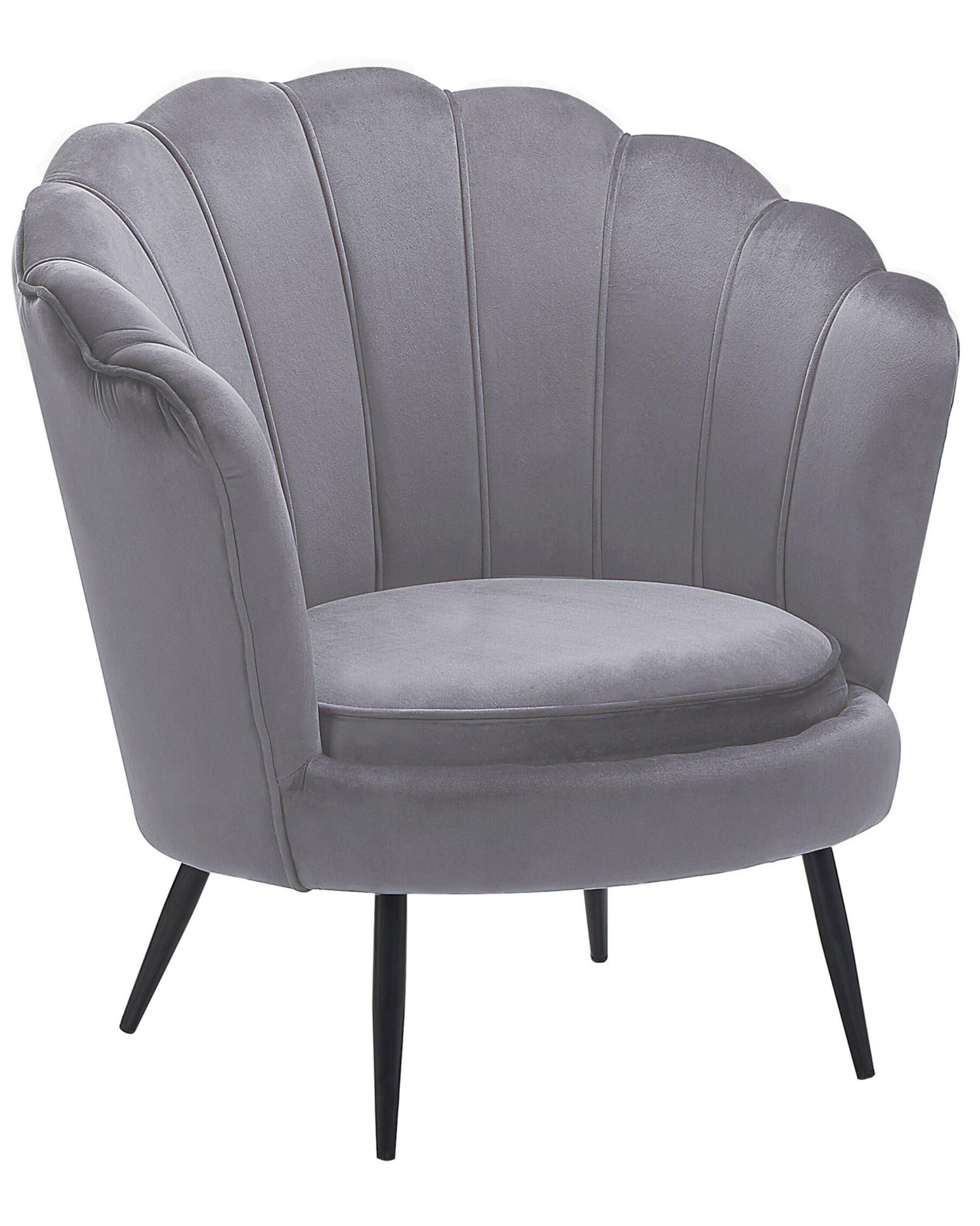 beliani-lovikka-retro-sessel-samt-grau-mit-metallbeinen image 1