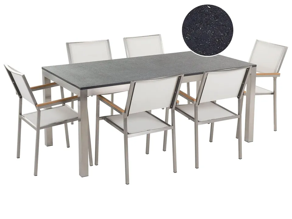 beliani-grosseto-gartenm-belset-180-cm-schwarz-wei-granit-2 image 1