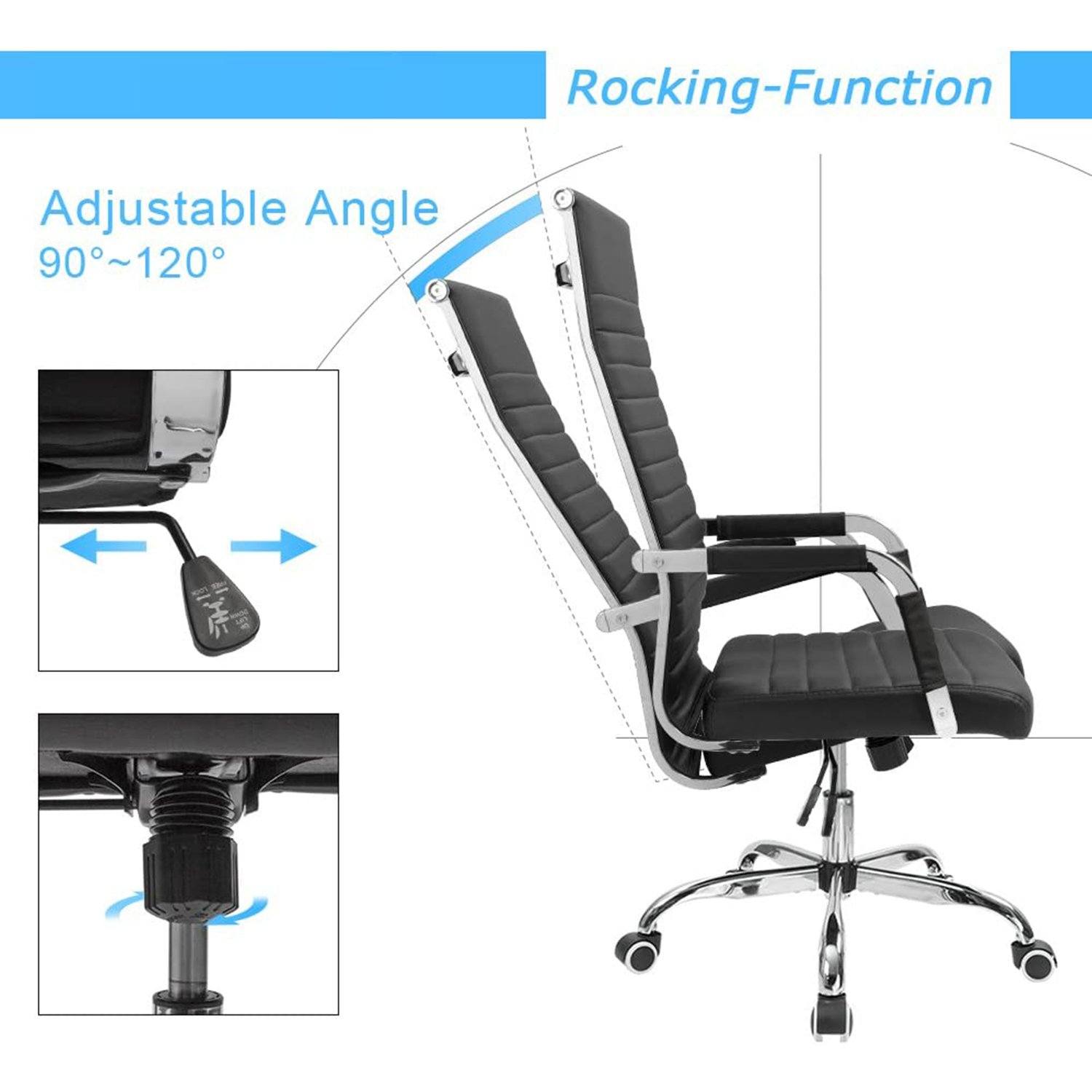 homall-office-leather-chair-b-rostuhl-schwarz-kunstleder image 3