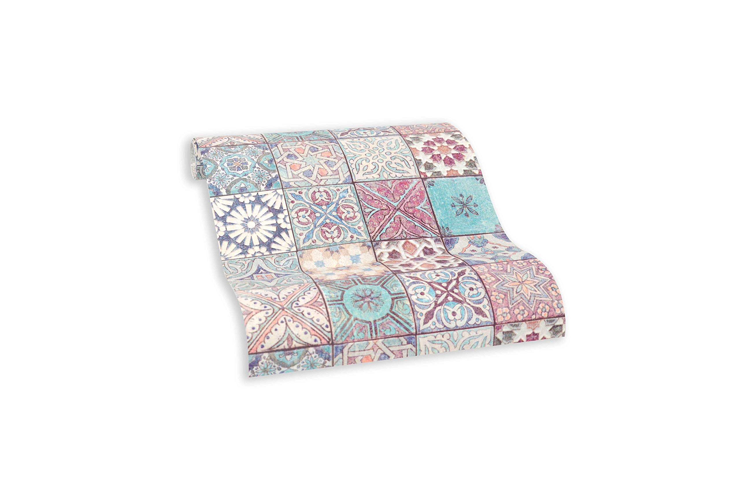 livingwalls-klebefolie-fliesen-368401-selbstklebend-t-rkis-pink image 3